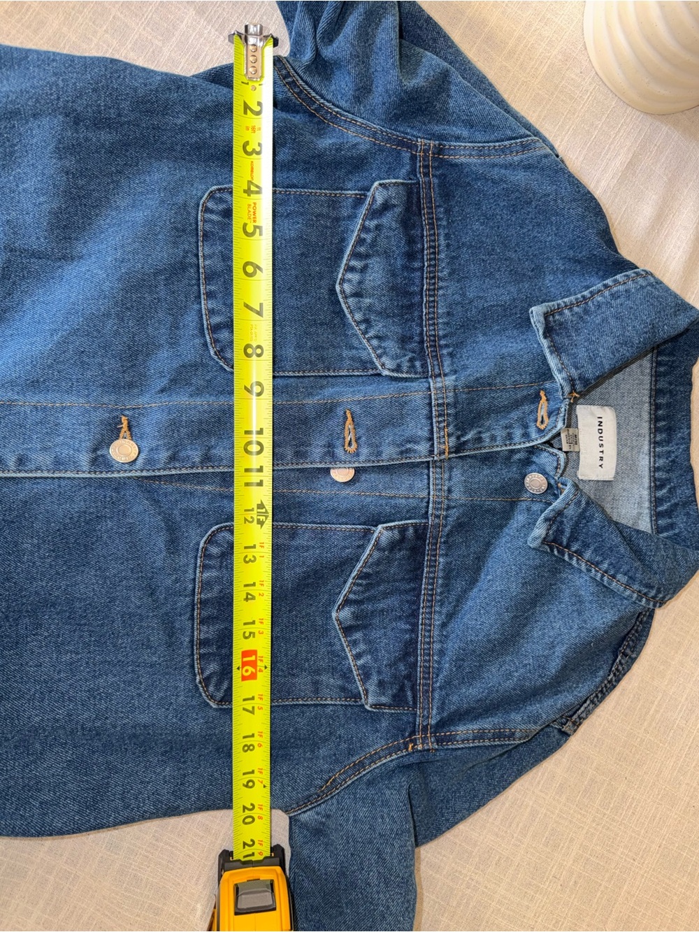 Industry Denim Utility Jacket Belted Blue Wash Lightweight Size M - Picture 10 of 11